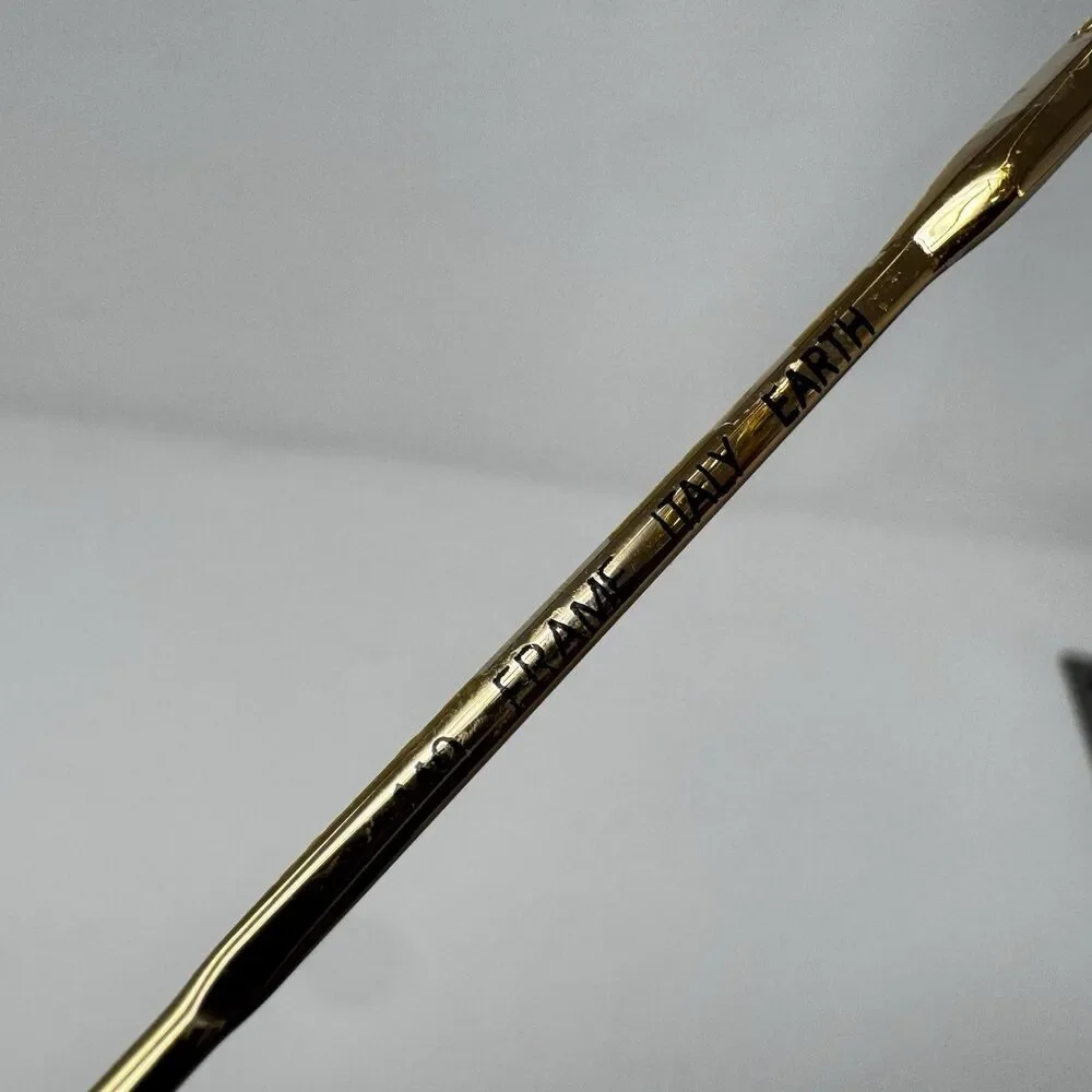 Vintage Made In Italy Gold Metal Aviator Eyeglass Frames 56-16-140